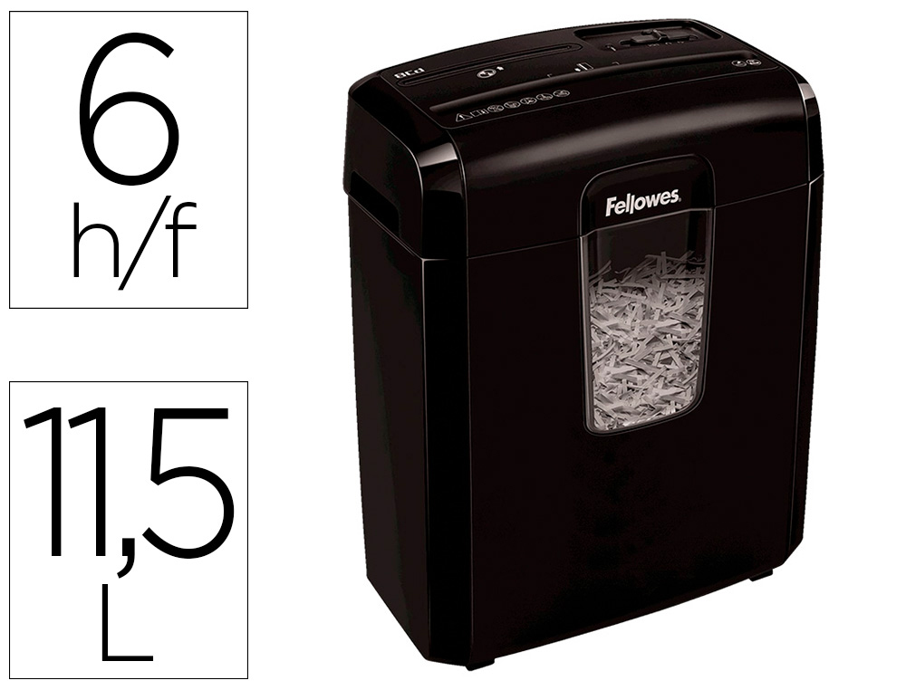 DESTRUCTORA DE DOCUMENTOS FELLOWES LX-25M CAPACIDAD 6H P4 DESTRUYE GRAPAS CLIPS Y TARJETA PAPELERA 11,5 L