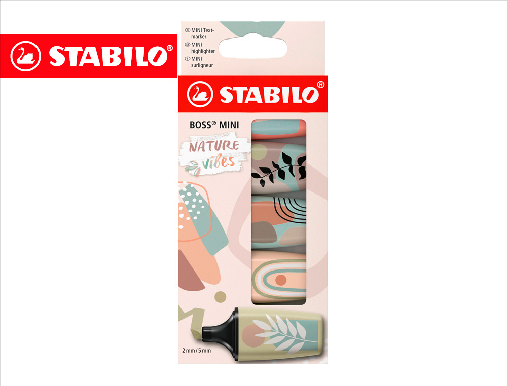 ROTULADOR STABILO BOSS MINI NATUREVIBES ESTUCHE DE 5 UNIDADES COLORES SURTIDOS