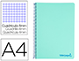 CUADERNO ESPIRAL LIDERPAPEL A4 WONDER TAPA PLASTICO 80H 90GR CUADRO 4MM CON MARGEN COLOR VERDE PASTEL