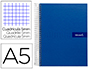 CUADERNO ESPIRAL LIDERPAPEL A5 MICRO CRAFTY TAPA FORRADA 120H 90GR CUADRO 5MM 5 BANDAS 6 TALADROS COLOR AZUL