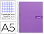 CUADERNO ESPIRAL LIDERPAPEL A5 MICRO CRAFTY TAPA FORRADA 120H 90GR CUADRO 5MM 5 BANDAS 6 TALADROS COLOR VIOLETA