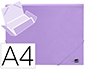 CARPETA LIDERPAPEL GOMAS TRES SOLAPAS POLIPROPILENO DIN A4 COLOR LAVANDA OPACO