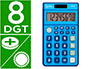 CALCULADORA LIDERPAPEL BOLSILLO XF09 8 DIGITOS SOLAR Y PILAS COLOR AZUL 115X65X8 MM