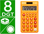 CALCULADORA LIDERPAPEL BOLSILLO XF10 8 DIGITOS SOLAR Y PILAS COLOR NARANJA 115X65X8 MM