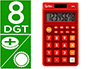 CALCULADORA LIDERPAPEL BOLSILLO XF11 8 DIGITOS SOLAR Y PILAS COLOR ROJO 115X65X8 MM