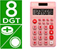 CALCULADORA LIDERPAPEL BOLSILLO XF12 8 DIGITOS SOLAR Y PILAS COLOR ROSA 115X65X8 MM