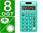 CALCULADORA LIDERPAPEL BOLSILLO XF13 8 DIGITOS SOLAR Y PILAS COLOR VERDE 115X65X8 MM