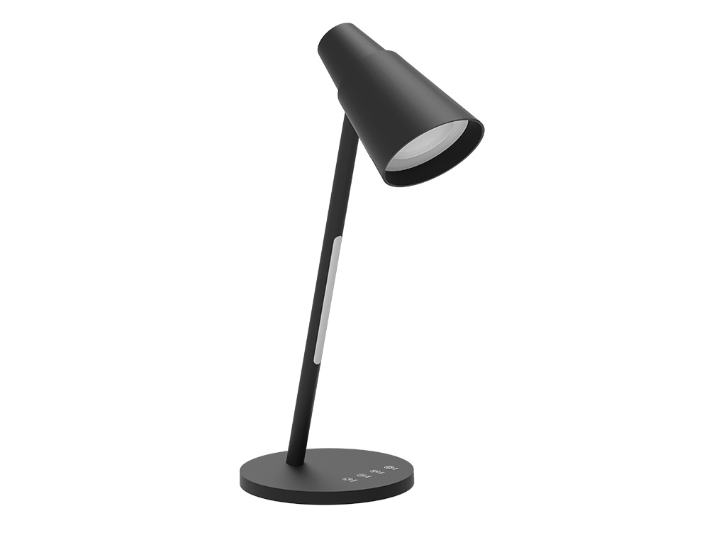 LAMPARA DE ESCRITORIO Q-CONNECT LED 6W 360 LM TACTIL 3 NIVELES COLOR LUZ NOCTURNA CABEZA ORIENTABLE NEGRO