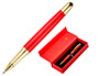 BOLIGRAFO BELIUS PASSION DOR ALUMINIO TEXTURA CEPILLADA COLOR ROJO Y DORADO TINTA AZUL CAJA DE DISEO