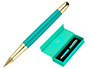 BOLIGRAFO BELIUS SOIREE ALUMINIO COLOR ART DECO TURQUESA Y DORADO TINTA AZUL CAJA DE DISEO