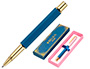 BOLIGRAFO BELIUS MACARON BLISS FORMA HEXAGONAL COLOR ROSA/ AZUL Y DORADO TINTA AZUL CAJA DE DISEO