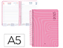 AGENDA ESPIRAL LIDERPAPEL SYROS A5 2025 DIA PAGINA COLOR ROSA PAPEL 60 GR