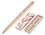 BOLIGRAFO BELIUS ROSE ALUMINIO COLOR BEIGE CLARO ORO ROSA TINTA AZUL CAJA DE DISEO