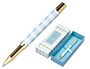 BOLIGRAFO BELIUS PERFECT PICNIC DAY ALUMINIO COLOR AZUL CELESTE DORADO TINTA AZULCAJA DE DISEO
