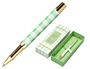 BOLIGRAFO BELIUS PICNIC ALUMINIO COLOR VERDE DORADO TINTA COLOR AZUL CAJA DE DISEO