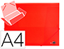 CARPETA LIDERPAPEL GOMAS TRES SOLAPAS POLIPROPILENO DIN A4 COLOR ROJO TRANSLUCIDO