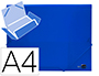 CARPETA LIDERPAPEL GOMAS TRES SOLAPAS POLIPROPILENO DIN A4 COLOR AZUL TRANSLUCIDO