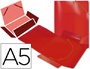 CARPETA LIDERPAPEL GOMAS TRES SOLAPAS POLIPROPILENO DIN A5 COLOR ROJO