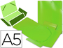CARPETA LIDERPAPEL GOMAS TRES SOLAPAS POLIPROPILENO DIN A5 COLOR VERDE