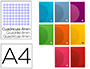 LIBRETA LIDERPAPEL 360 TAPA DE PLASTICO A4 48 HOJAS 90GR CUADRO 4MM CON MARGEN COLORES SURTIDOS